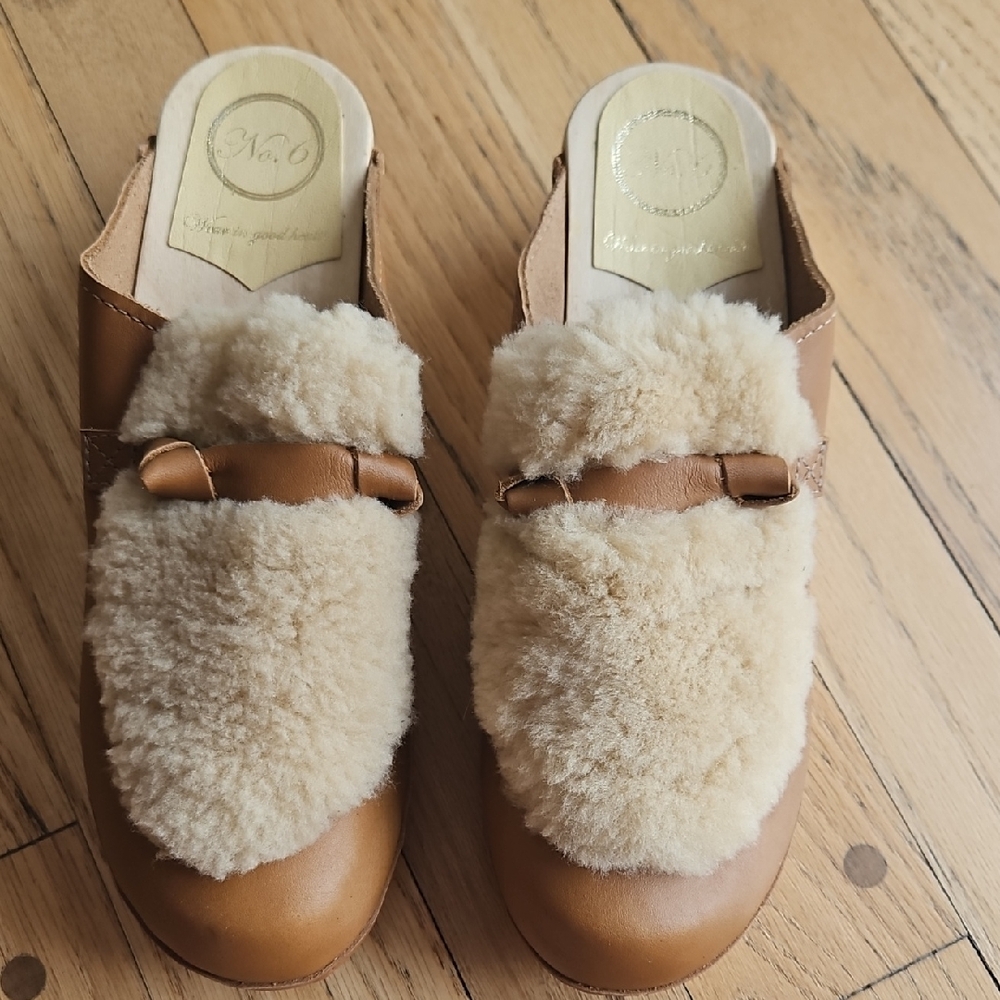 No. 6 Billie Brown Shearling Clogs